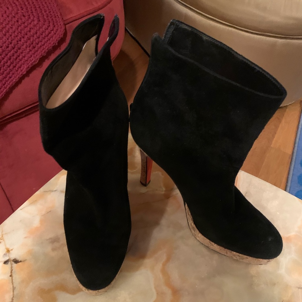 Christian Louboutin suede platform booties
